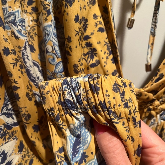 NWT Free People, BEAUTIFUL gold and blue floral dress Size Small - Picture 7 of 10